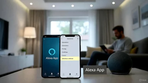 Ein Smartphone zeigt die deutschen Einstellungen zum Löschen des Alexa-Sprachverlaufs im Jahr 2026.