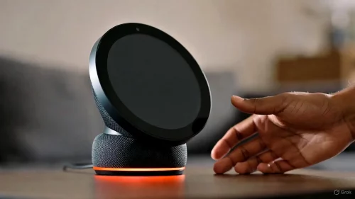 Amazon Echo Spot mit rotem Ring reagiert nicht auf Sprachbefehle.
