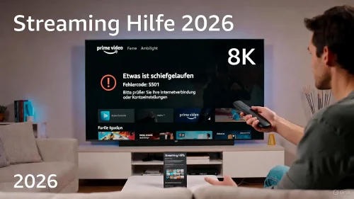 Ein Fernseher zeigt den Amazon Prime Video Fehlercode 5501 in deutscher Sprache an.