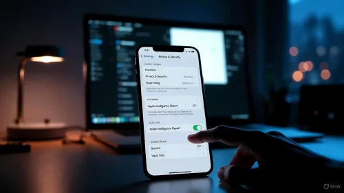 iPhone Bildschirm in den Datenschutzeinstellungen zeigt wie der Apple Intelligence Bericht ausgeschaltet wird.