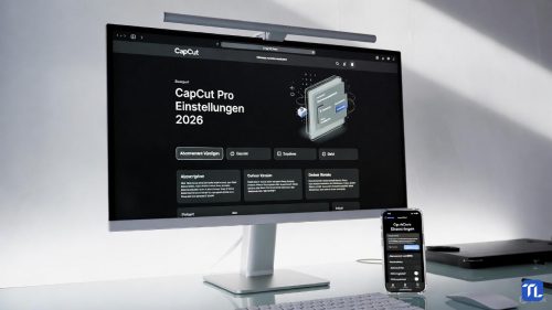 Ein PC-Monitor zeigt die deutschen Kündigungseinstellungen für CapCut Pro im Jahr 2026.