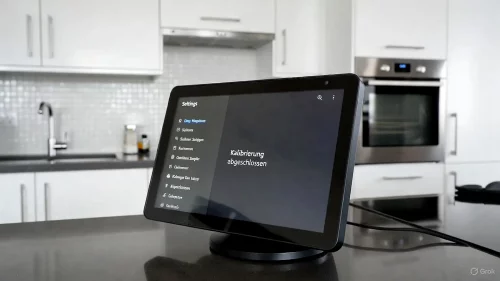Ein Echo Show 11 Smart Display führt einen mechanischen Selbsttest der Display-Bewegung durch.