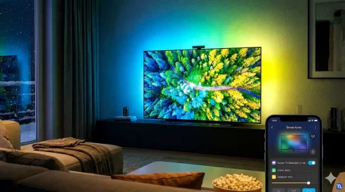 Ein perfekt kalibriertes Govee TV Backlight 3 Lite an einem modernen OLED Fernseher im Jahr 2026.