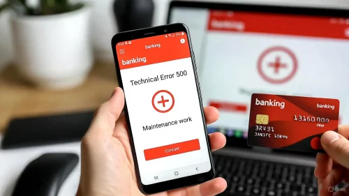 Smartphone zeigt HVB App Fehler 500 beim Login-Versuch.