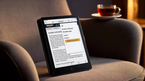 Ein E-Reader zeigt die deutsche Amazon-Webseite mit den Einstellungen zur Kündigung von Kindle Unlimited.