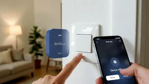 Shelly Plus 1 hinter Lichtschalter ist offline, App zeigt Fehler.