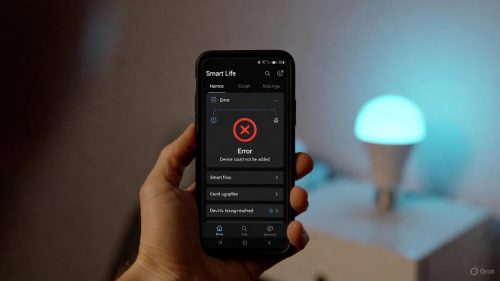 Tuya Smart Life App zeigt Fehler beim Hinzufügen eines Geräts.