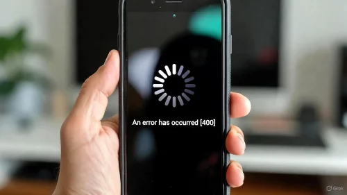 Smartphone zeigt YouTube App Fehler 400 Serverproblem beim Abspielen eines Videos.